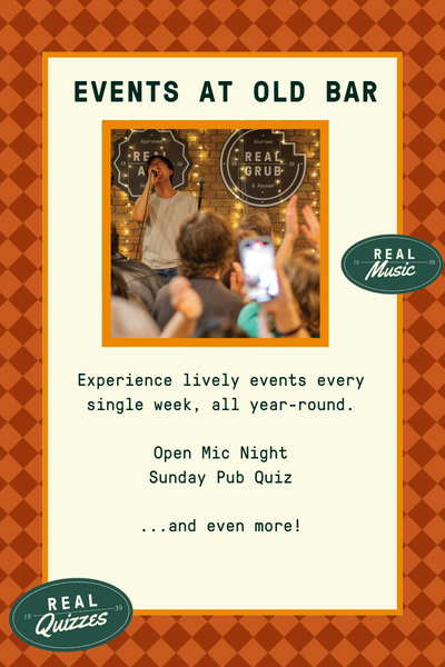 Events at Old Bar Experience lively events every single week, all year round. Open Mic Night Sunday Pub Quiz And even more