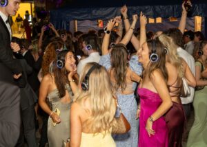Students dancing at the Leeds Ball silent disco